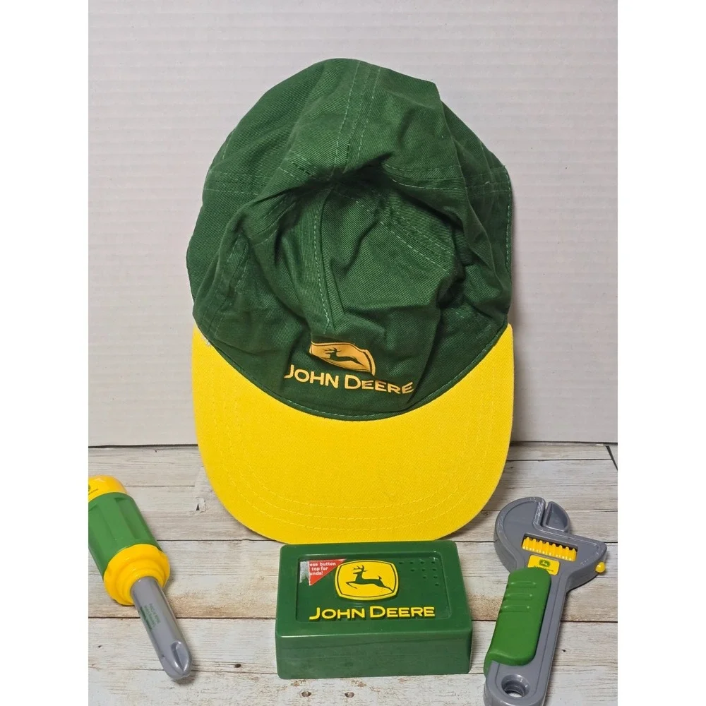 John Deere Kids Toy Lot Ertl Tool Box‎ & Talking Tool Belt w/ Tools Hat VIDEO